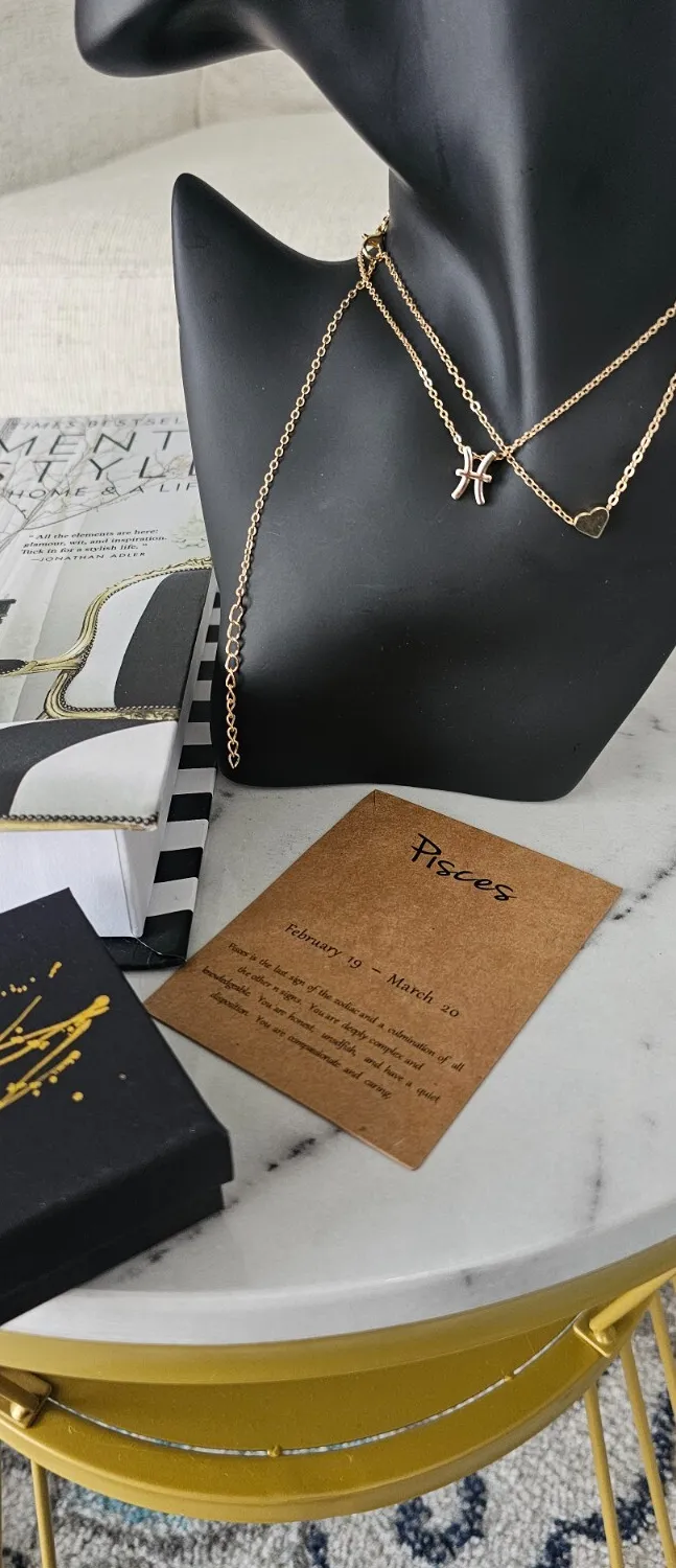 Authentic Twin Heart of Pisces: Enchanted Gold‑Plated Zodiac Pendant