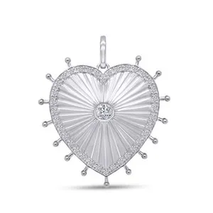 Authentic 1/2ct Heart Shape Chakra Medallion Pendant Lab Created Moissanite In 925 Silver