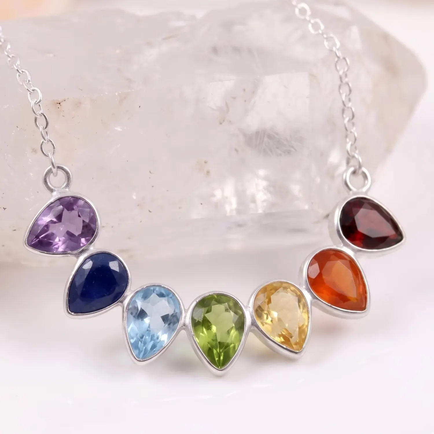 Authentic Prismatic Alignment: The Rainbow Chakra Radiance Necklace