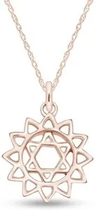 Authentic 14k  Gold Plated Heart Chakra Charm Pendant Necklace for Womens with 18" Chain