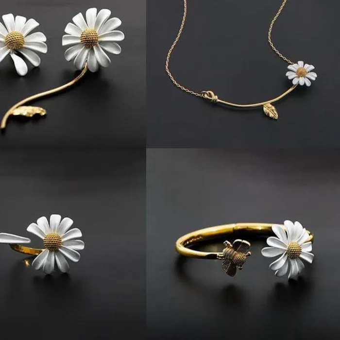 Authentic Wild Asymmetric Daisy Flower Stud Earrings Delicate Small Daisy Earrings Boucle D'oreille Jewelry