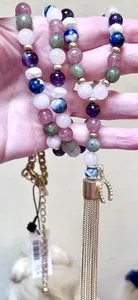 Authentic Celestial Tassel Sodalite And Rose Quartz Gold- Plated Amulet