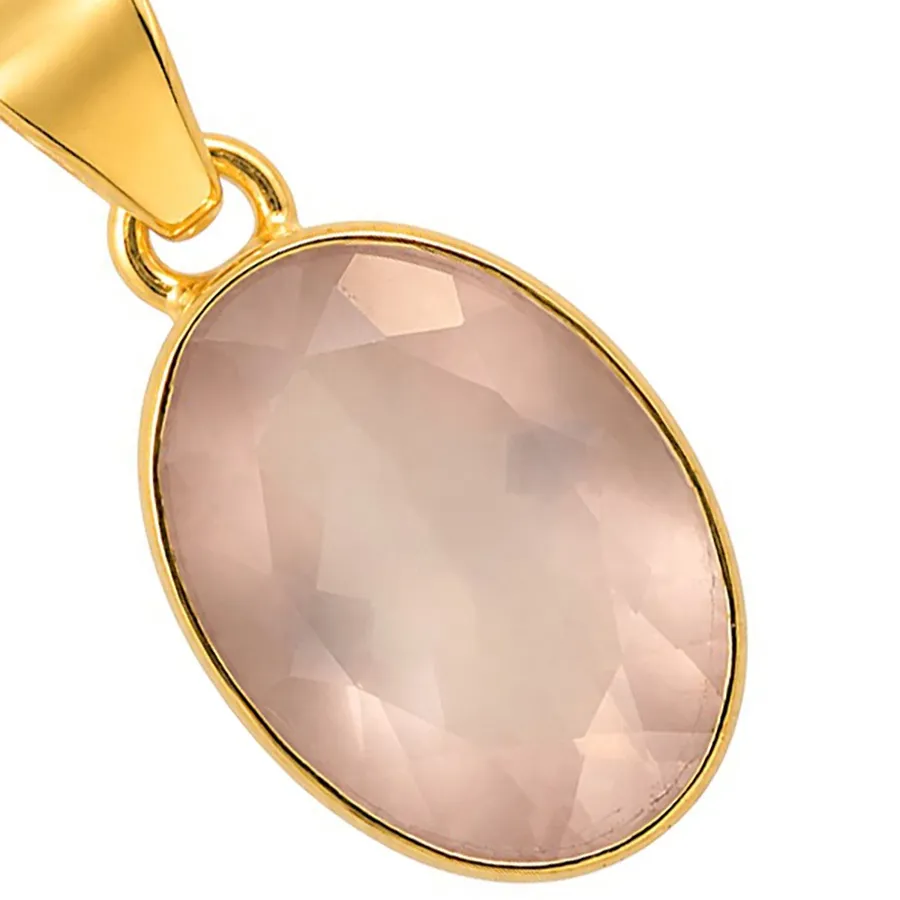 Authentic Gold- Plated Rose Quartz Pendant Autumn's Sacred Heart