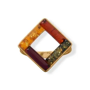 Authentic The Sunlit Geometry Amber Ring In 24 Karat Gold