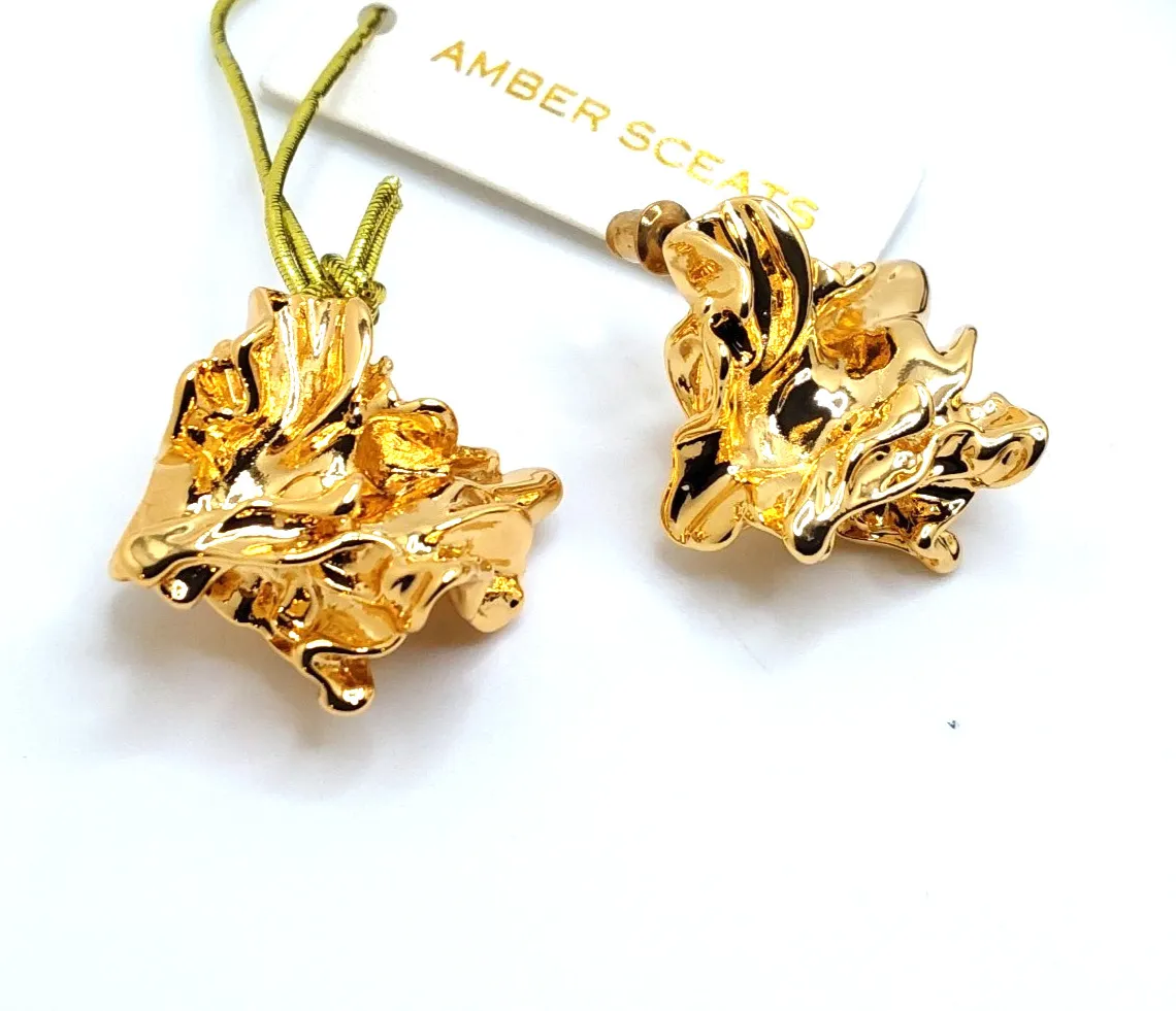 Crushed Gold Plated Earrings A Vortex Of Protection