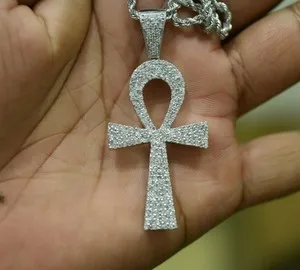 Authentic The Eternal Key Moissanite Ankh Talisman In 14K White Gold Plating