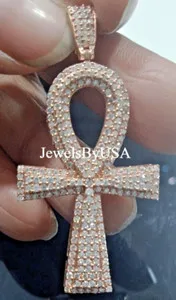 Authentic The Eternal Breath Ankh Talisman In Rose Gold Plated Silver With Moissanite Spark