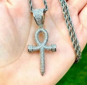Authentic Eternal Life Ankh Pendant With Moissanite Heart- 14K Gold Plated Sacred Amulet