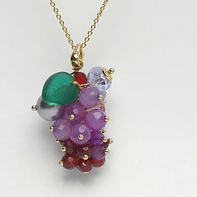 Authentic The Dionysian Vine 14K Gold- Plated Murano Crystal Grape And Leaf Talisman