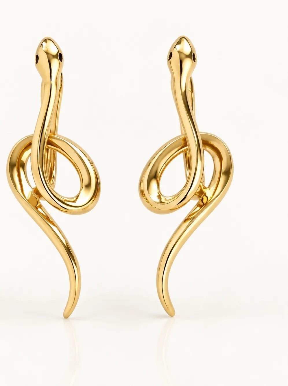 Authentic Serpent Of Transformation 14K Gold Plated Huggie Hoop Dangle Earrings