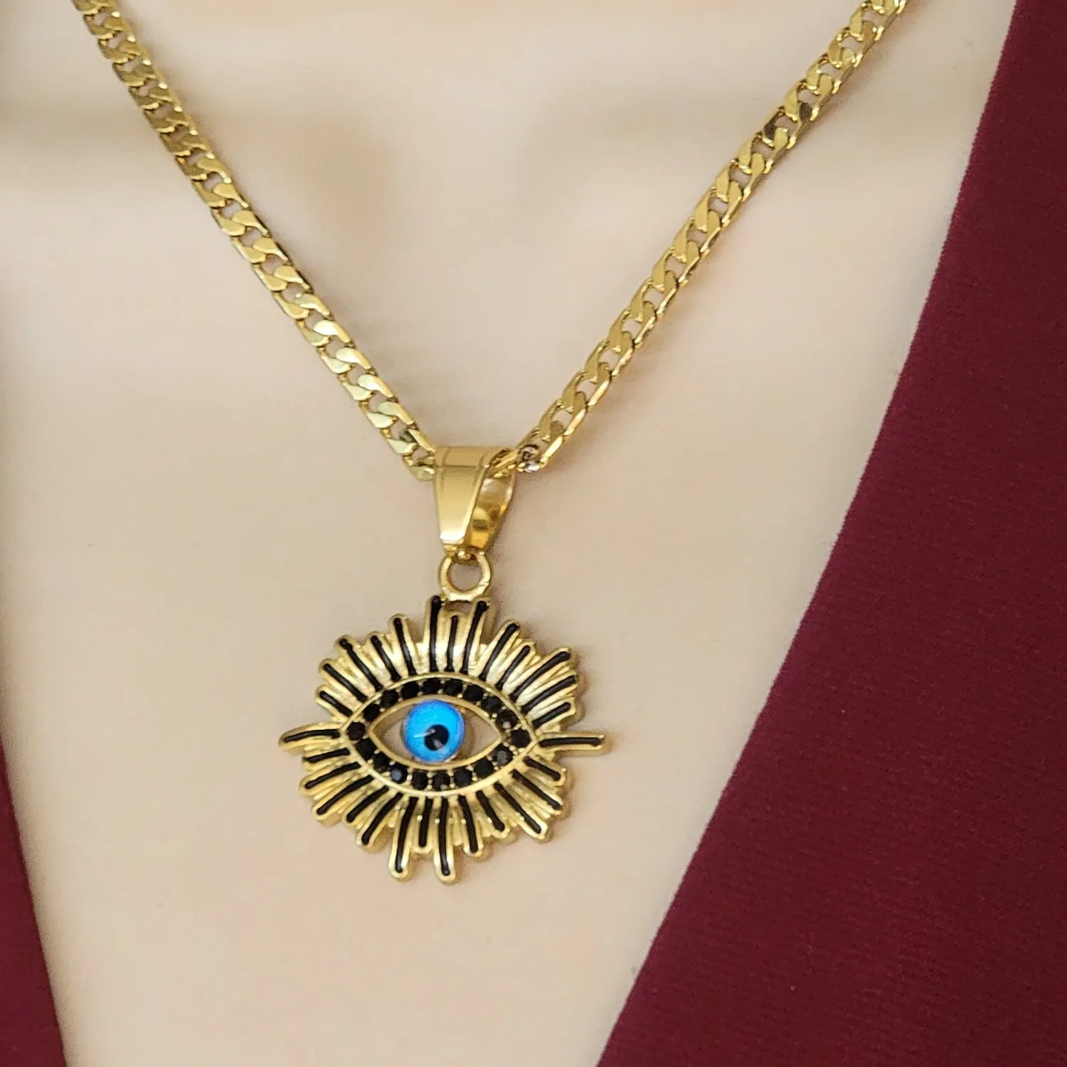 Authentic The Sun's Guardian A Golden Evil Eye Pendant
