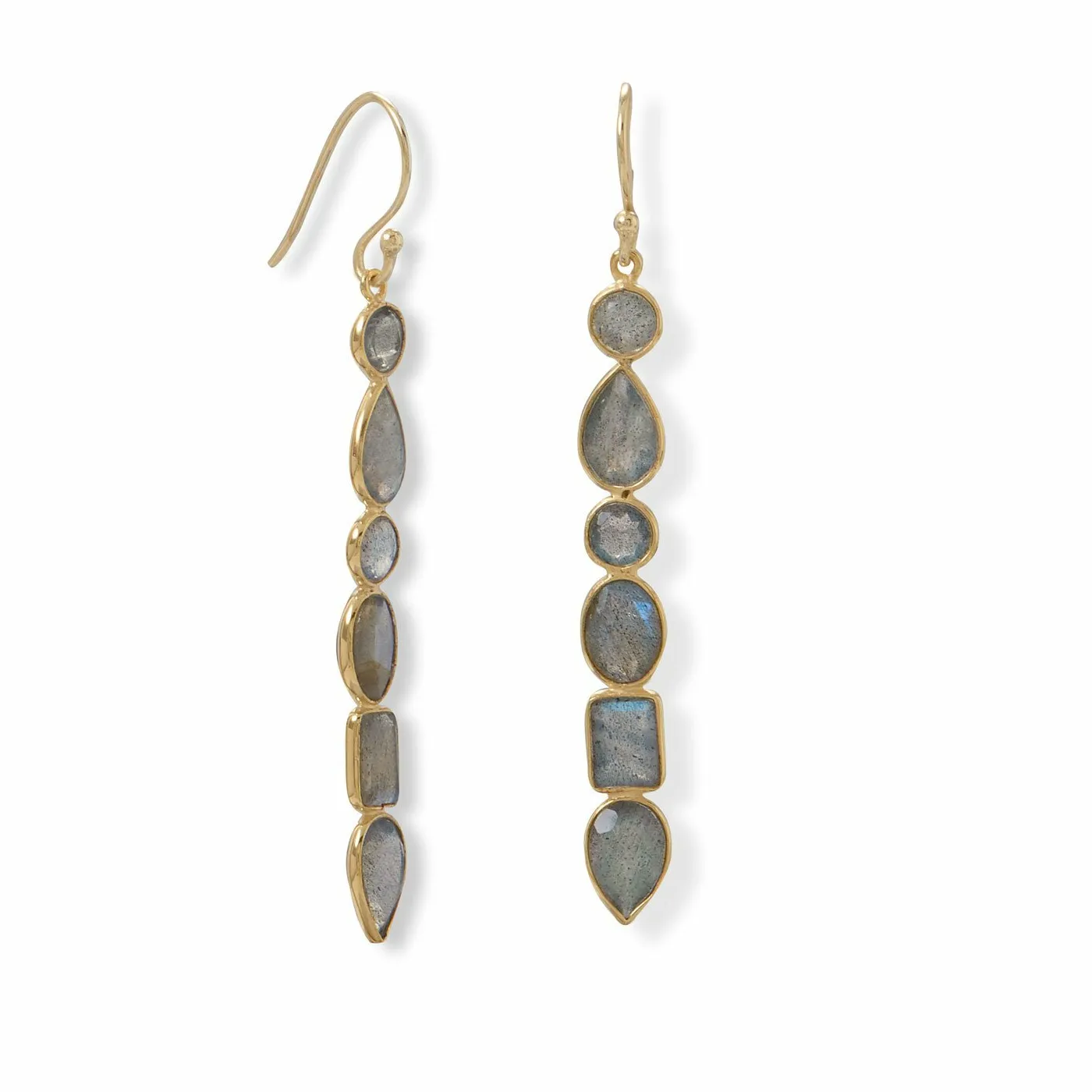 Authentic Ethereal Aurora Multi- Shape Labradorite And Gold- Plated Talisman Earrings