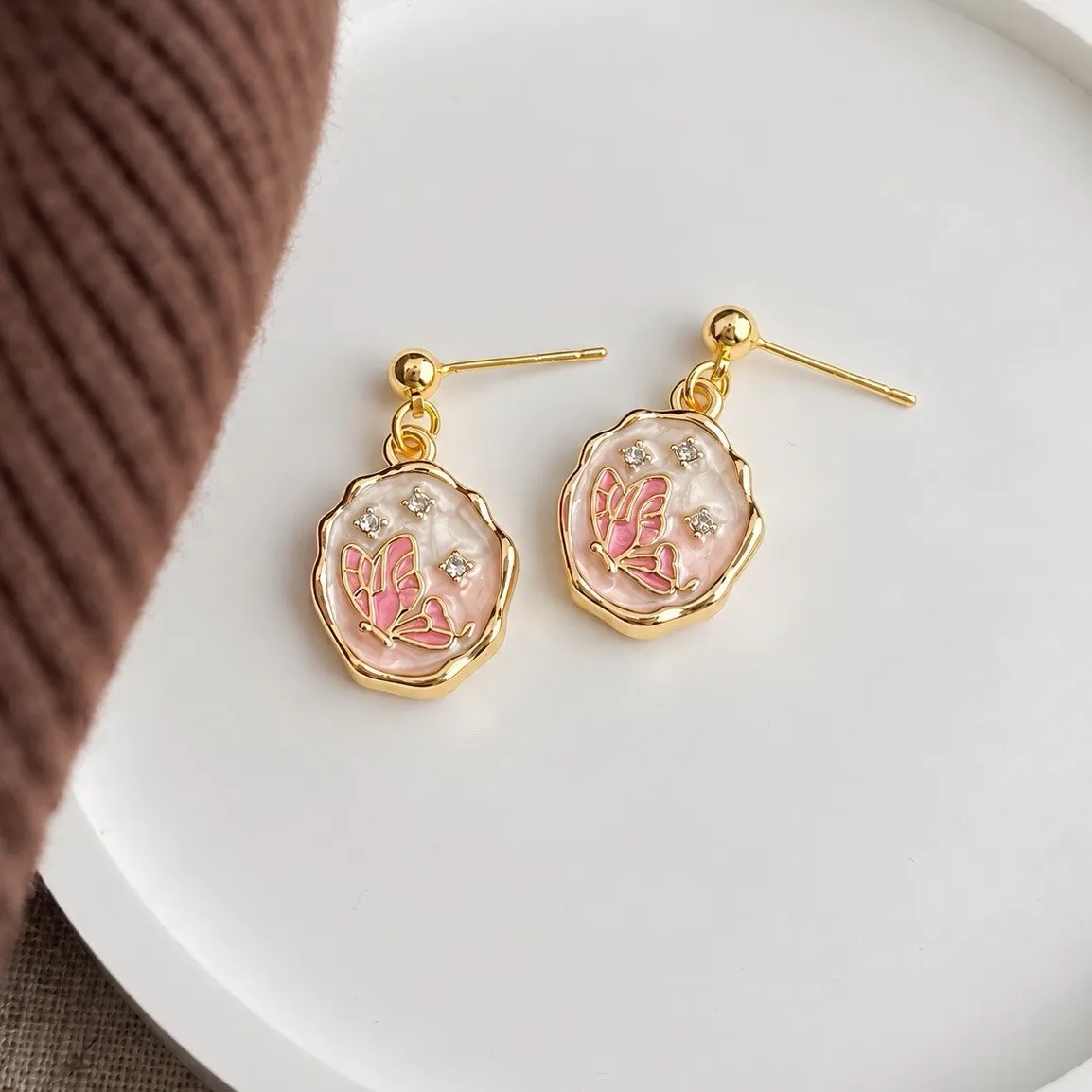 Authentic Whispers Of The Metamorphosis Gold- Plated Butterfly Drop Earrings