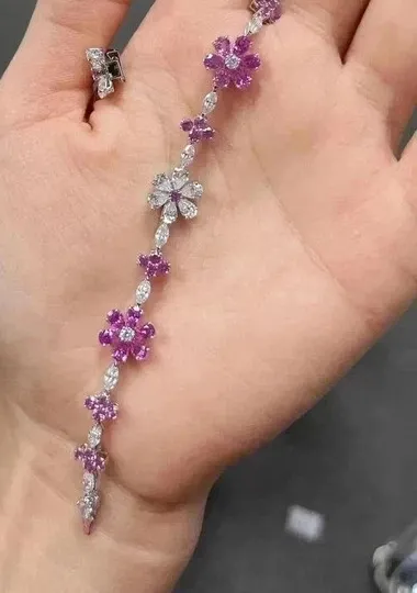Authentic 10Ct Pear Lab-Created Pink Sapphire Wedding Gift Bracelet 14K White Gold Plated