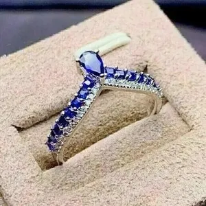 Authentic The Cerulean Tear Pear Cut Talisman in 14K White Gold Plated Silver