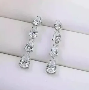 Authentic Luminous Tear of the Cosmos Pear Cut Moissanite Drop Earrings