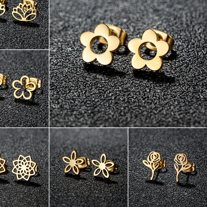Authentic Botanical Mandala Garden Gold- Plated Sacred Geometry Studs