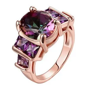 Authentic Celestial Twilight Rose Gold And Amethyst- Hued Zirconia Talisman Ring