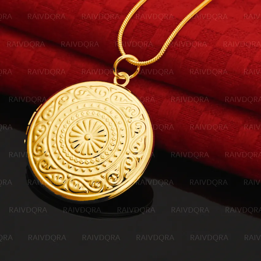 Authentic 18K Gold Plated Round Pendant Necklace For Women Men Charm Trend Birthday Gifts Party
