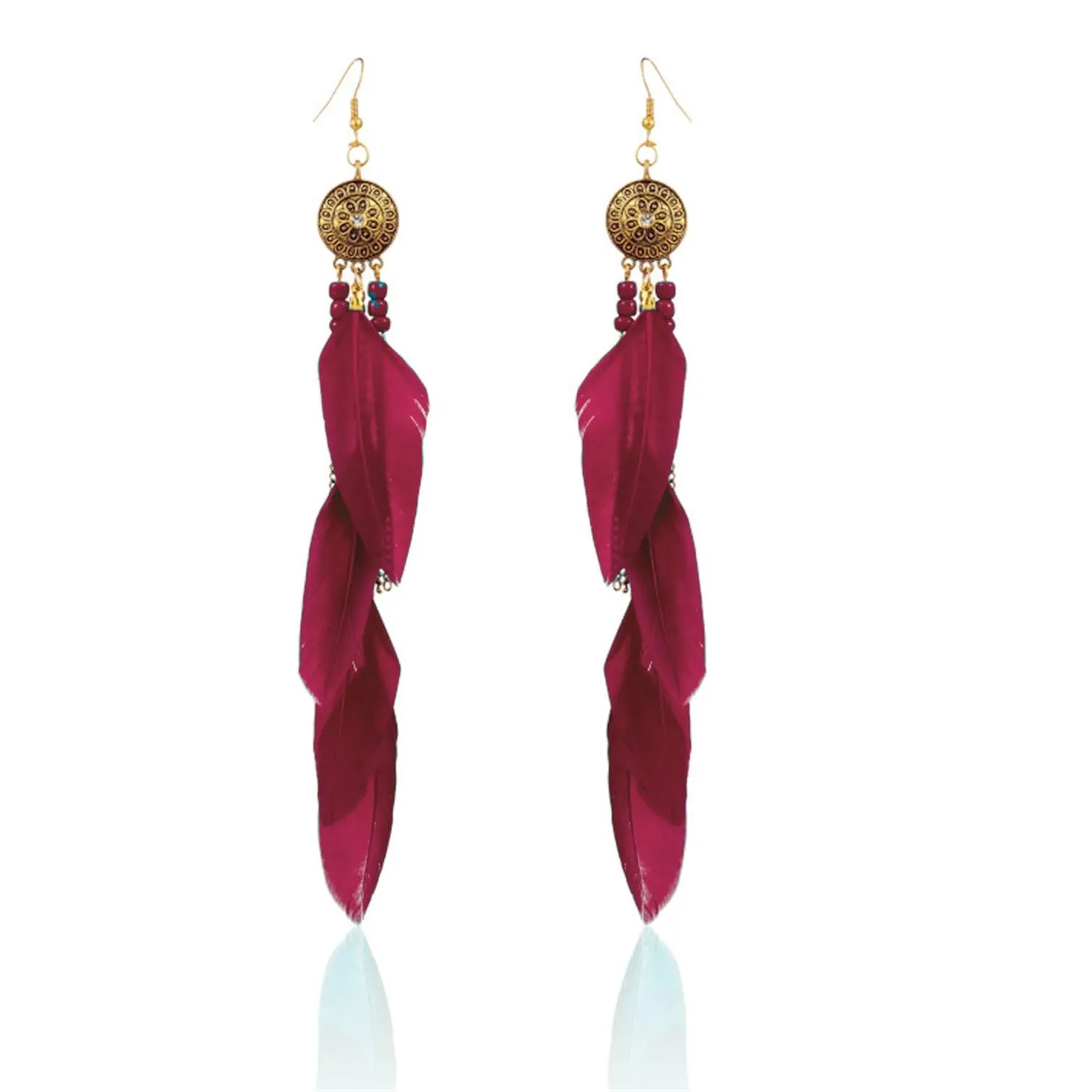 Authentic Gilded Plume Whispers Bohemian Seed Bead Talisman Earrings