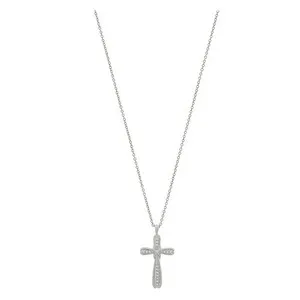 Sacred Eternal Cross Of Infinite Light Moonlit White Gold Pendant With Celestial Topaz Accents