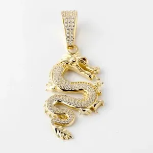 Authentic The Golden Drake Amulet: 2-Carat Moissanite Dragon Talisman in Radiant 14K Yellow Gold Finish