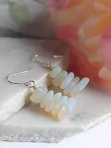 Lunar Tides Of Love Opal Moonstone Dangle Earrings For Fertility And Divine Feminine Blessings