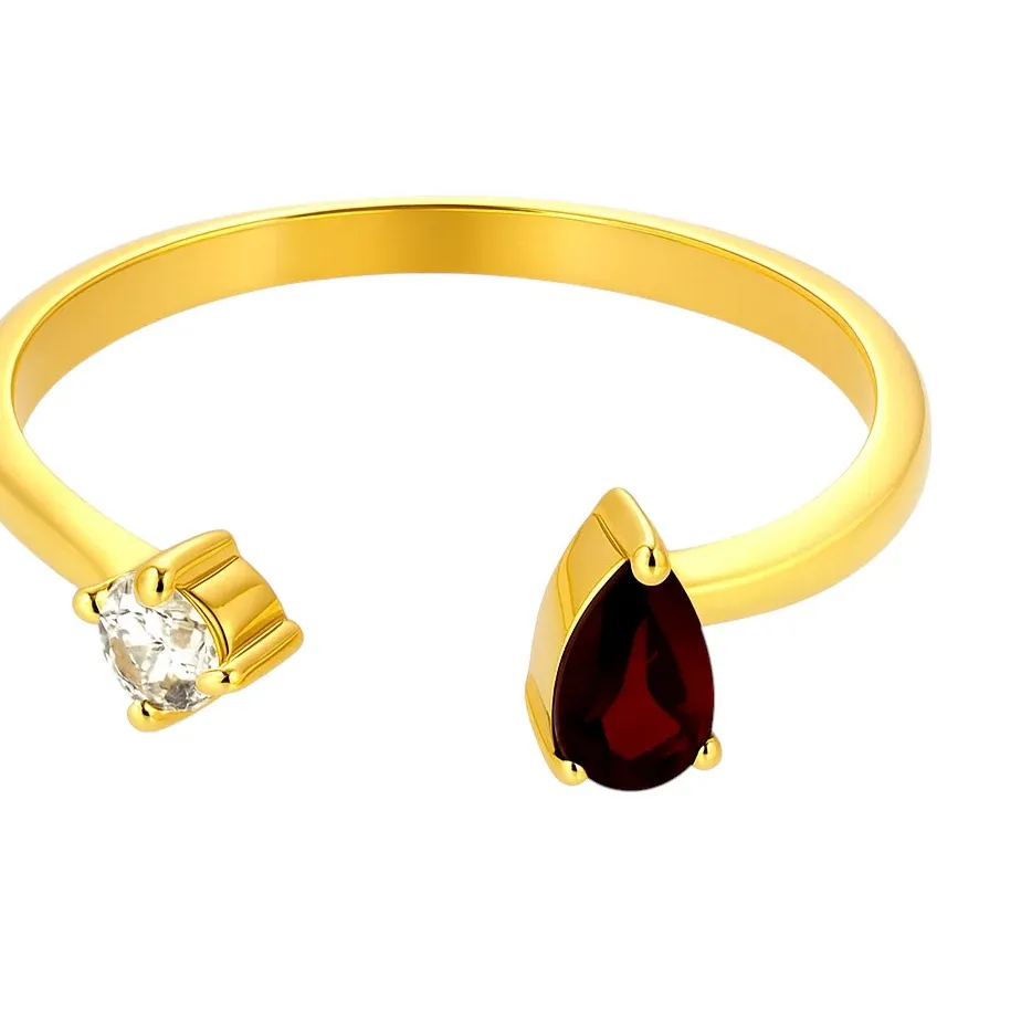 Authentic Sacred Union of Pear and Round - 18K Gold Plated Stacking Ring for Modern Souls