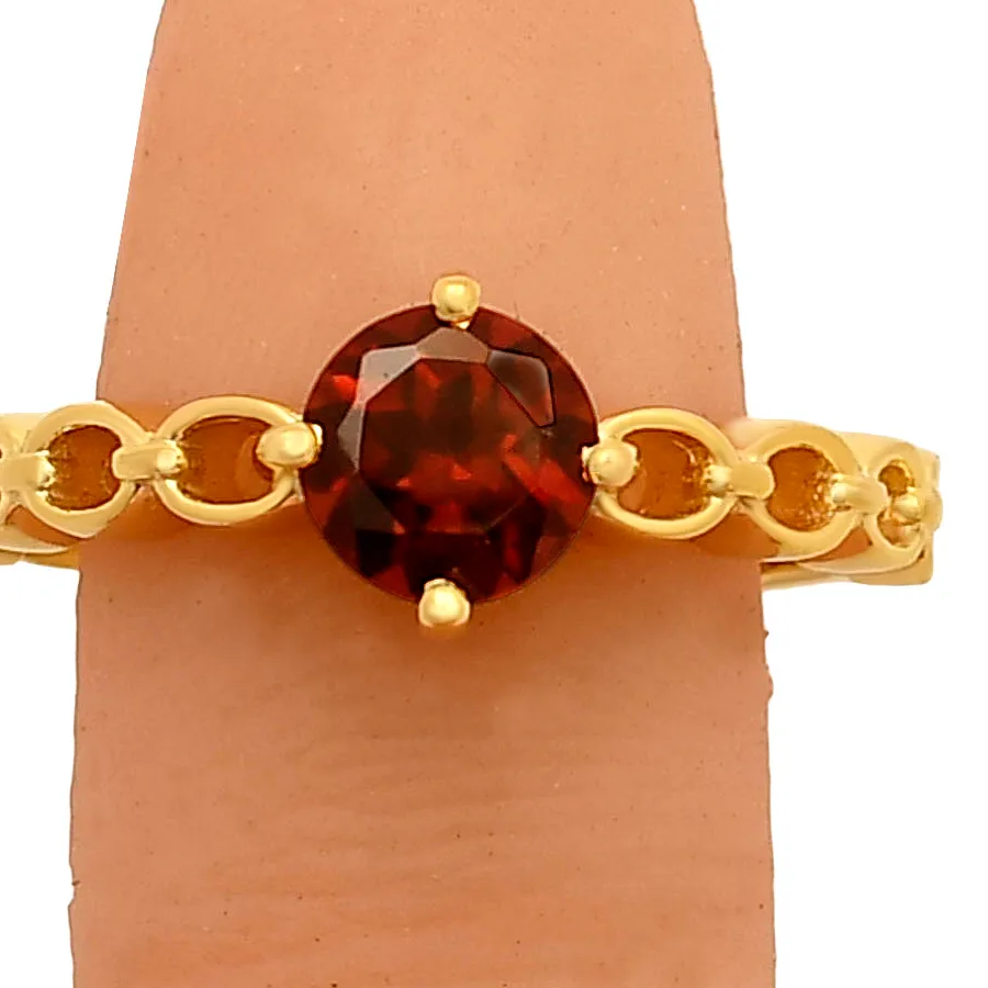 Authentic 18K Gold Plated Chain Band Gemstone Ring - Trendy Stacking Style TGR1030