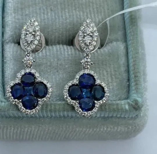 Authentic Sapphire Clover Constellation Dangling Earrings