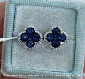 Authentic Embracing Eternal Love with Celestial Sapphire Clover Earrings