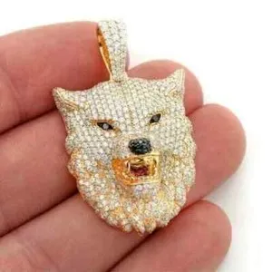 Authentic The Guardian Of The Astral Wild 4 Carat Moissanite Wolf Talisman In Radiant Gold Finish