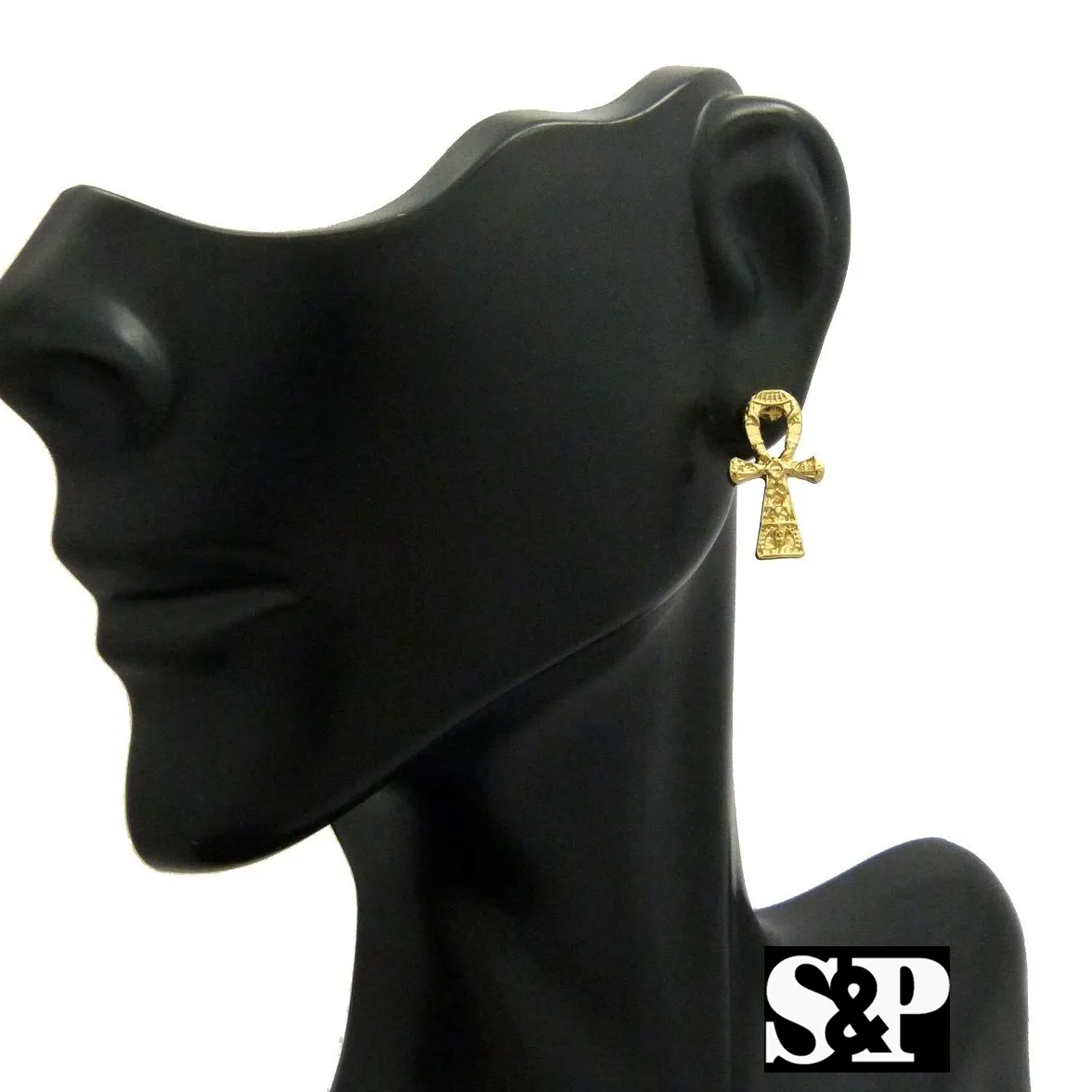 Authentic Celestial Key Of Life Ankh Earrings In Radiant Gold