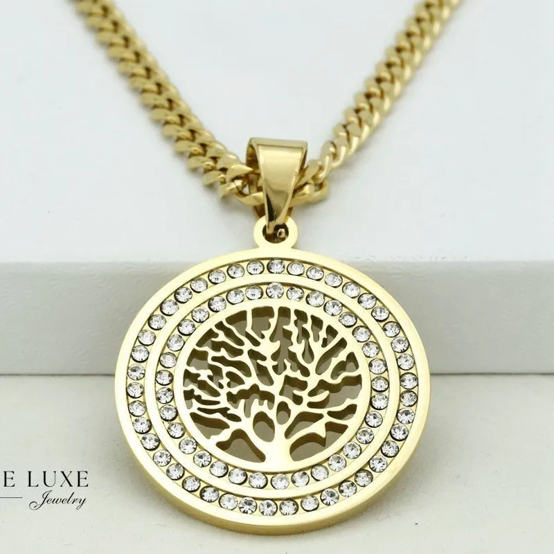Authentic The Verdant Nexus 24K Gold- Plated Tree Of Life Talisman And Cuban Link Chain