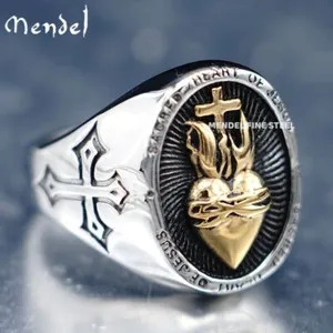 Authentic Sacred Heart Golden Cross Ring Of Divine Grace