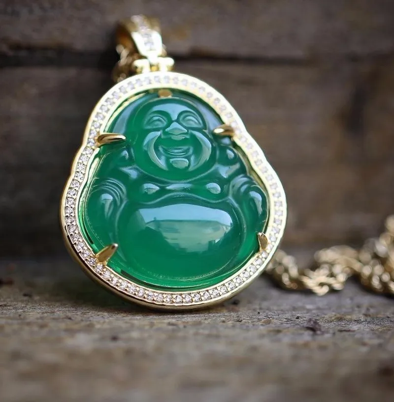 Authentic The Emerald Serenity Buddha Talisman In Radiant 14K Gold