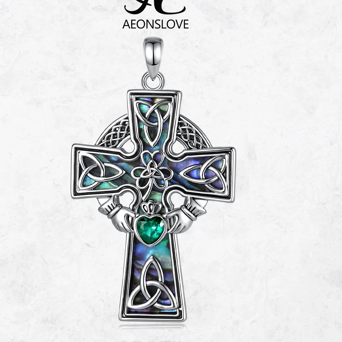 Authentic The Eternal Tide Celtic Cross And Abalone Shell Talisman