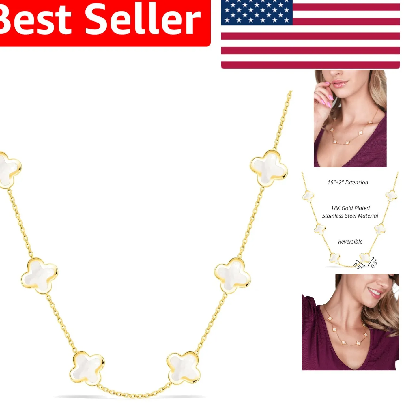 Authentic The Veiled Fortune Reversible Clover Talisman In 18K Gold Plate