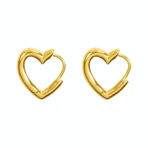 Authentic Heart's Radiant Harmony: 18K Gold Plated Huggie Earrings