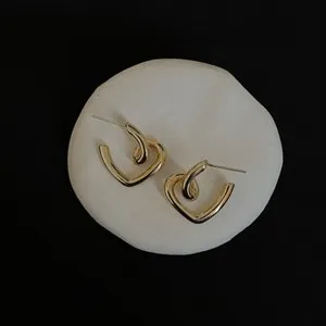 Authentic Celestial Azure Heart Huggies in Luminous 18k Gold