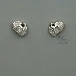 Authentic Radiant Luminescence 18K White Gold Plated Clear CZ Heart Studs