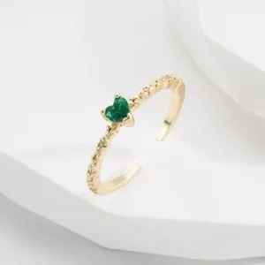 Authentic 18K Gold Plated Open Ring, heart CZ Adjustable Ring One Piece JWYS05