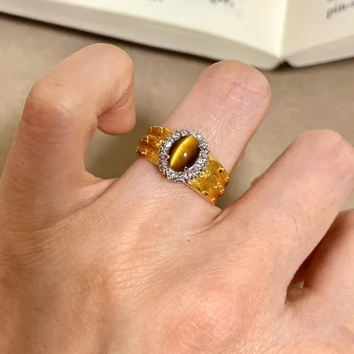 Brushed Starry Sky Tiger Eye Stone Rings Exquisite Ring Couple Style Jewelry
