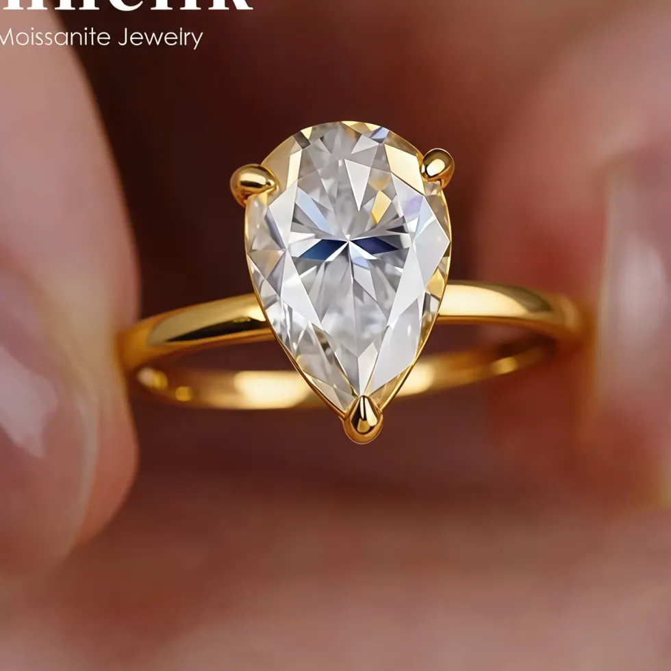 Authentic Onnelik 1- 4Ct D Color Water Drop Moissanite Ring S925 Sterling Silver Sparkling Fine Jewelry 'S
