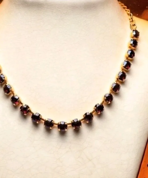 Authentic The Crimson Heart 20.58 Carat Natural Deep Garnet Tennis Necklace