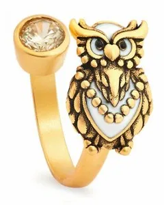 Authentic CHRYSALIS Nature Gold Plated Owl Ring Size 6