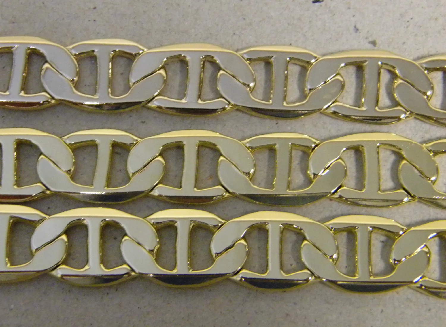 Authentic Men's 13mm Wide XL Mariner Link Necklace Bracelet Set Yellow Gold Plated 24in