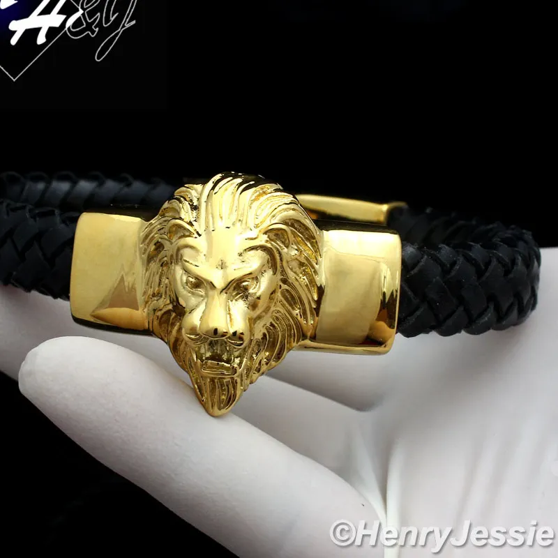 Authentic The Sovereign Gaze: Gold-Plated Lion Face Braided Leather Talisman