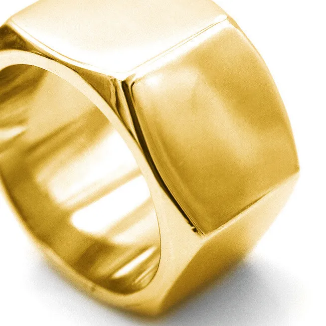 Authentic Eldritch Nut Oath Ring: 13MM Gold-Plated Polished Titanium Vow Eternal for the Urban Mystic