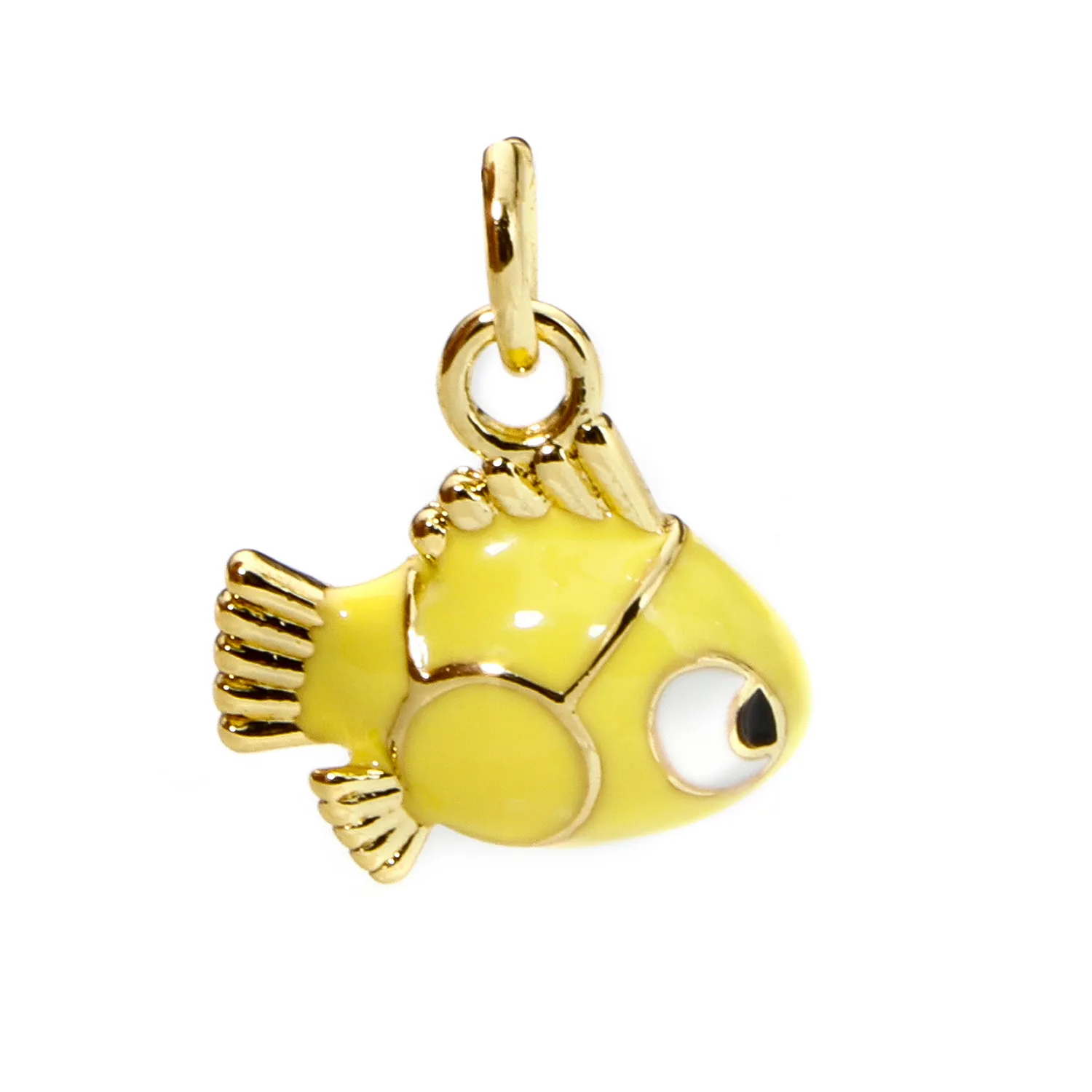 1Pc Charms Gold Color Ocean Fish Animal Yellow Enamel Pendant Diy Necklace Jewelry Findings 15Mm X 13Mm